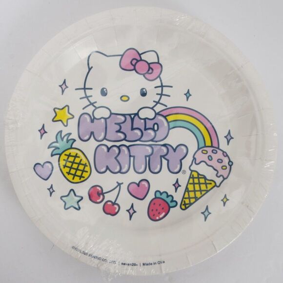 Hello Kitty Party Paper Supplies Service For 10 Cups Plates Straws NIP - Picture 5 of 7